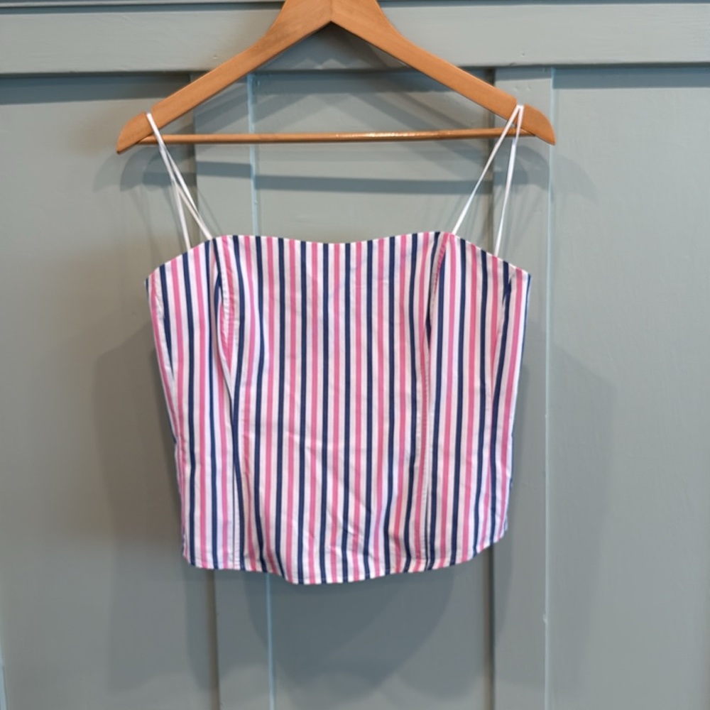 Favorite Daughter Strapless Pink & Blue Striped Tube Top - Picture 7 of 8